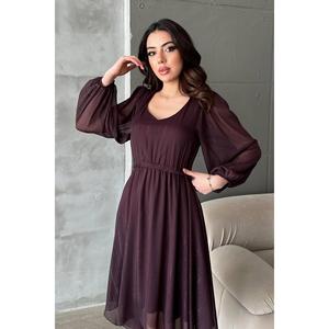Robe asymétrique chatoyante prune - Prune - Product Image 3