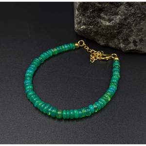 AAA+ Green Ethiopian Opal <b>Beaded</b> <b>Bracelet</b> Bohemian Charm Gold Plated Ball Number for Gift Pearl As Main Stone - Product Image 4