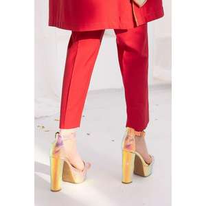 Pantalones Palazzo Rojos 100% Satén de Seda para Mujer, Cintura Media, Transpirables y Antiarrugas, Estilo Casual Cargo - Product Image 1