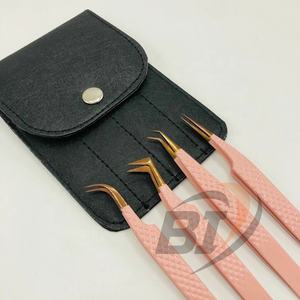 Aplicador de pestañas postizas de acero sostenible a granel profesional al por mayor pinzas de extensión de pestañas de volumen puntiagudo Etiqueta Privada - Product Image 2