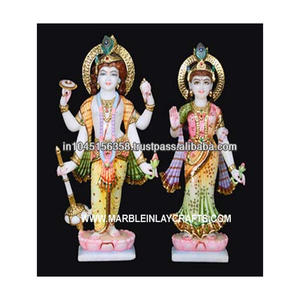 Laxminarayan-escultura de mármol blanco Makrana, acabado pulido, bonito y atractivo - Product Image 1