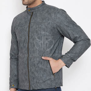 แจ็กเก็ตหนังแฟชั่นสำหรับผู้ชาย, เสื้อโค้ทหนังสวมใส่สบายน้ำหนักเบาเสื้อแจ็กเก็ตฤดูหนาวทรงสลิมฟิต - Product Image 3