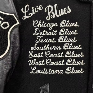 Chaqueta de Baloncesto de Lana Vintage Informal de Invierno con Patrón de Letras Bordadas, Estilo Cruzado y Bolsillo Delantero, Venta al por Mayor - Product Image 3