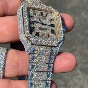 นาฬิกาเพชรคุณภาพสูงหรูหรา ผลิตในห้องปฏิบัติการ สายสแตนเลส หน้าปัดกระจก ราคาโรงงาน Miyota เพชร DEF มอยส์ซาไนต์ - Product Image 3