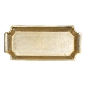 Plateau décoratif rectangulaire en métal doré moulé de luxe pour servir des collations, des bijoux, du parfum, un organisateur de vanité, décoration de la maison, hôtel, cadeau - Product Image 2