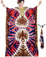Robe longue Kaftan modeste en satin tie-dye africain, style thaïlandais rétro hippie bohème hawaïen pour femme, tailles M-L-XL-2XL, style gypsy