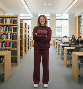 Conjunto Deportivo Omega Phi Beta de Invierno, Tejido de Punto, Estilo Vintage, con Capucha, Transpirable, de Felpa, Pantalones Deportivos de Algodón para Uso Diario - Product Image 3