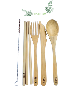 High Quality Bamboo Cutlery Set Reusable Cutlery Set/ Bamboo Travel Cutlery Set 100% Natural Material in Vietnam - Product Image 5