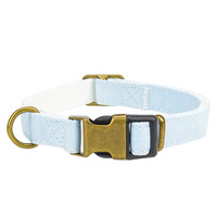 Ensemble collier et laisse pour chien en toile avec tissu en coton et lin, boucle réglable, anneau en D en métal, crochet pivotant pour la promenade, l'entraînement et les animaux de compagnie au quotidien