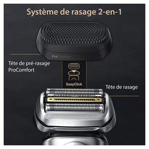 Système de rasoir rotatif électrique pour homme avec tête de massage pré-rasage, base de charge étanche et autonomie de 60 minutes, couleur argent - Product Image 5