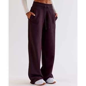 <b>Women's</b> <b>Baggy</b> Wide Leg Track Pants-Breathable Lightweight Casual <b>Trousers</b> Midnight Plum - Product Image 1