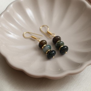 Moss Agate Dangle <b>Earrings</b> Handmade Gold Plated Design with Spacer Beads Elegant Green Gemstone Jewelry for Women - Product Image 1