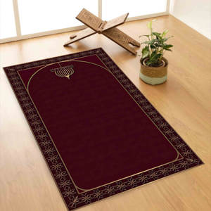 Red Prayer <b>Rug</b>: Elegant Gold Design, Islamic Worship Mat,Nonwoven <b>Thin</b> <b>Rug</b> - Product Image 4
