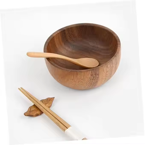 Vaisselle en bois Bol à dîner Bol à fruits rond Vintage par Crescent Crafts - Product Image 2