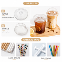 Gobelets à café jetables personnalisés avec logo, recyclables, compostables, biodégradables en PLA/PET, avec couvercles, impression UV, qualité alimentaire, paroi simple, 5,5-32 oz
