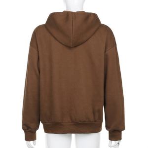 Hoodie d'hiver uni personnalisé pour femme, 100% coton molletonné, color block, veste à capuche oversize avec fermeture éclair, décontracté, imprimé sur mesure - Product Image 3