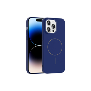 Étui en silicone de qualité supérieure de la série ATA Ruby compatible avec MagSafe pour iPhone 14 Pro Max, bleu marine givré, coque de téléphone portable - Product Image 1