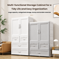 Armoire de rangement en plastique de 75 cm de large, organisateur de vêtements, armoire à tiroirs, penderie avec tringle, unité de rangement domestique