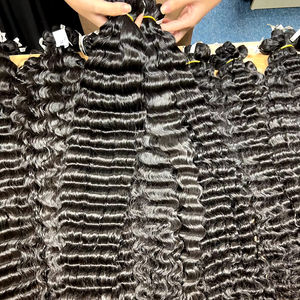 Vente en gros de haute qualité 100% cheveux humains vierges vietnamiens Remy tissage Double trame cuticule alignée vague profonde 10 pouces Bundle - Product Image 1