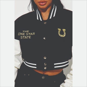 แจ็คเก็ตวาร์ซิตี้ผู้หญิงคุณภาพสูง สไตล์เบสบอล เสื้อคลุมบอมเบอร์  ใส่สบาย ทันสมัย แฟชั่นลำลอง สตรีทแวร์ - Product Image 4