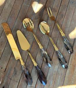 Luxury Crystal Acrylic Handle Cutlery Set Modern Elegant Stainless Steel <b>Flatware</b> for Premium Dining and Stylish Table Decor - Product Image 5