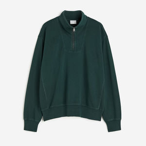 Camiseta activa de invierno de alta calidad OEM para hombre, sudadera con media cremallera de color sólido, transpirable, ajuste cómodo, precio de fábrica - Product Image 5