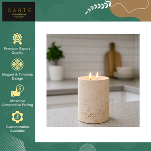 Porte-bougie en pierre de travertin naturelle fait à la main de haute qualité, résistant à la chaleur, écologique, personnalisable, Noël - Product Image 3