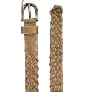 Cinturón de Cuero Trenzado Color Bronceado Premium, Ajustable, Deportivo, Casual, para Exteriores, con Hebilla Metálica para Hombre - Product Image 1