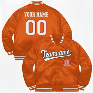 Chaqueta Universitaria de Béisbol de Satén Bordada Personalizada, Chaqueta de Invierno con Cierre, Cuello Alto, Diseño Sólido, Unisex, Relleno Grueso - Product Image 1