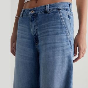 กางเกงขากว้างทรงตรงย้อนยุคสำหรับผู้หญิงกางเกงยีนส์ลำลองซักทรงหลวม - Product Image 5