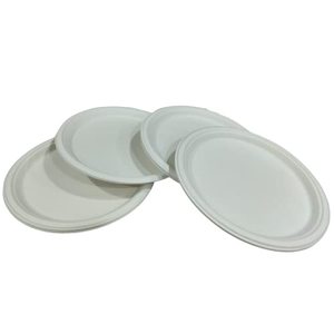 9 pouces 100% assiettes rondes jetables biodégradables en fibre de canne à sucre plats compostables pour les fêtes et les événements de service alimentaire - Product Image 1