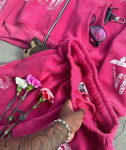 Fabricant de vêtements Streetwear personnalisé sérigraphie logo pull sweats à capuche surdimensionnés Baggy Track pantalons de survêtement pour hommes - Product Image 3