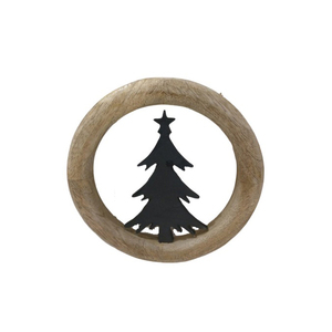 Arbre de Noël en aluminium le plus vendu avec finition noire en anneau en bois produit en gros d'artisanat indien de haute qualité - Product Image 1