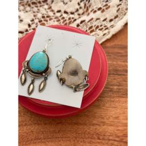 Sheila Tso Kingman Turquoise & Sterling <b>Silver</b> <b>Drop</b> <b>Earrings</b> for Gift Occasions - Product Image 5