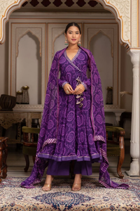 ชุดกุลาบี กาลียาน รันเกล ปูรา ผ้าฝ้าย บันเดจ อนกรักฮา คุर्ติ |   ผ้าจอร์เจตต์ ดูปัตตา และ โกต้า ปาตติ |   ชุดเดรสยาวปานกลางสำหรับงานเทศกาล - Product Image 4