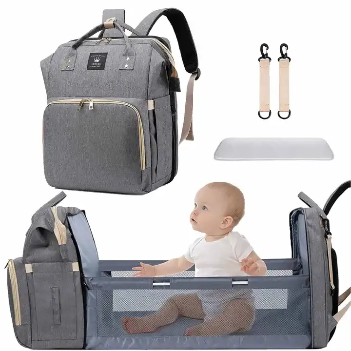 3 in 1 Multifunction Portable Mommy Bag Travel Bassinets for Babies Diaper Bag Backpack with Changing Station