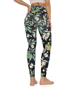 Mid Waist Solid Yoga Pants <b>Pocket</b> Tummy Control Four-Way Stretch Quick Dry Lightweight Breathable Athletic <b>Workout</b> <b>Leggings</b> - Product Image 3