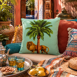 Square <b>Decorative</b> Throw Pillow with Zipper Closure Cotton Digital Printing Animal Design Le Cirque Du Marrakech by Excelsa - Product Image 6