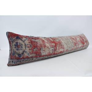 Multicolor Vintage Pattern Wool <b>Pillow</b> 12x48 Inch Decorative Cushion Woven Kantha Patchwork Technique - Product Image 3