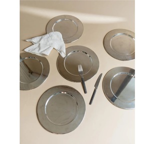 Assiette de présentation de luxe en métal argenté galvanisé 13 pouces, polie, pour mariage, banquet, décoration de table, sous-assiette - Product Image 1