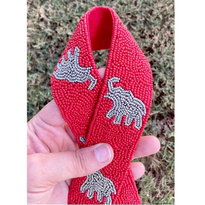 Correas de guitarra con cuentas bordadas a mano con semillas de color rosa y blanco con diseño de monedero de estrella y hechas a mano - Product Image 4