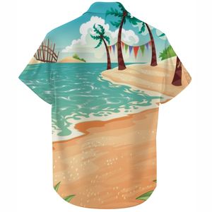 Camisas Hawaianas para Hombre, Cuello Mao, Manga Corta, Transpirables, Casuales de Playa, Abotonadas, de Satén Tejido - Product Image 3