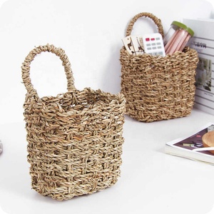 Cesta de Almacenamiento Tejida de Dos Tonos, Organizador de Fibra Vegetal con Asa para Hogar, Cocina, Ropa y Vegetales - Product Image 3