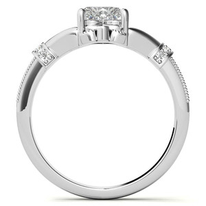 Bague de fiançailles SHREYA DIAM en moissanite taille cœur, argent 925 plaqué rhodium, sertissage à griffes, accents pavés, tendance et romantique pour femme - Product Image 5