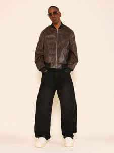 OEM Hombres Cuello de piel de oveja de imitación de cuero de la chaqueta de Bombardero - Product Image 4