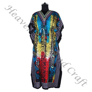 KFL003 Moda sin mangas Pure Silk Long Kaftan Tallas grandes Ropa de dormir para mujer - Product Image 6