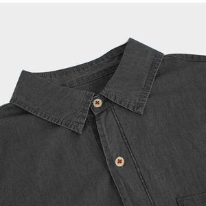 Camisas vaqueras de manga larga para hombre, novedad de 2025, ropa informal con cuello vuelto y bolsillo en el pecho, camisas vaqueras para hombre al por mayor - Product Image 3