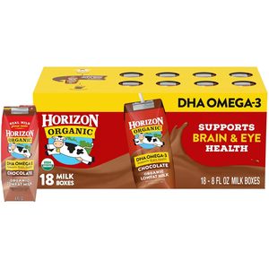 Leche con Chocolate Horizon Organic, Baja en Grasa (1%), con DHA Omega-3, en Caja, Paquete de 18 Unidades - Product Image 1