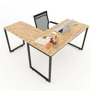 L-Shaped Corner Desk 140x140cm Minimalist Design Rubber Wood Computer Desk with Assembly Legs HBMN014 - Product Image 3