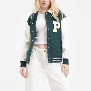 เสื้อแจ็กเก็ต2024ผู้ชายเสื้อกีฬาหรูหราแขนเสื้อหนังขนแกะปักโลโก้ได้ตามต้องการ - Product Image 1